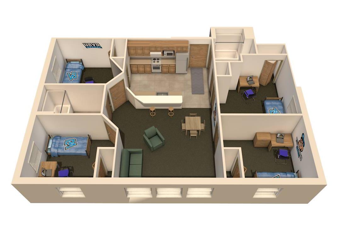 Image of 4 bedroom 4 person apartment floor plan